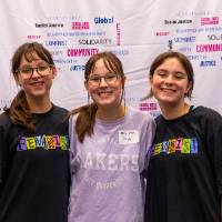 WGS Feminist Backlash Bash students at selfie screen